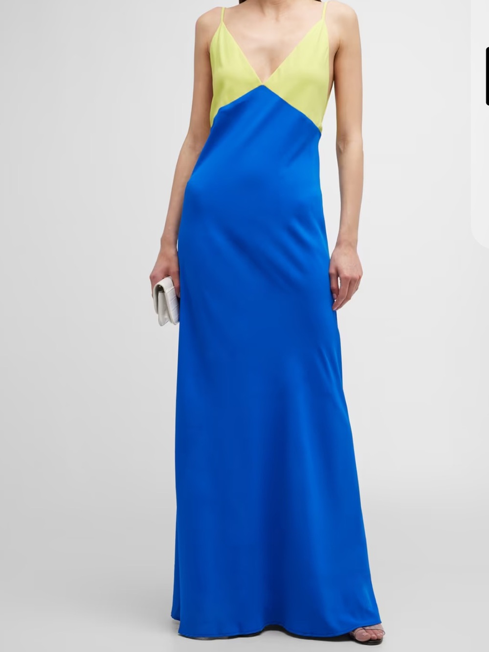 Le Superbe Duality Blue and Line Green V-neck Maxi Slip Dress NWT Size 4